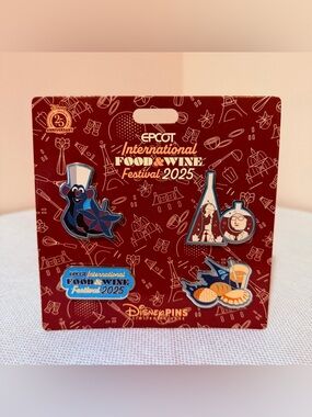 NEW Disney 25th Anniversary EPCOT 2025 Food & Wine Festival Pin Collectors Set